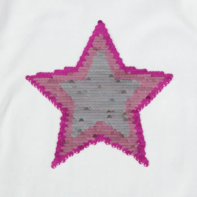 T-shirt met lange mouwen van jerseystof met motief van lovertjes