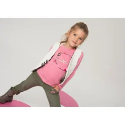 T-shirt met lange mouwen van jerseystof met bloemenprint en pompons