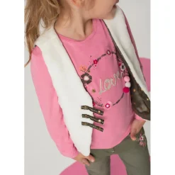 T-shirt met lange mouwen van jerseystof met bloemenprint en pompons