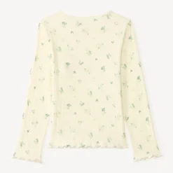 T-shirt met lange mouwen van pointelle met vlinderprint meisjes