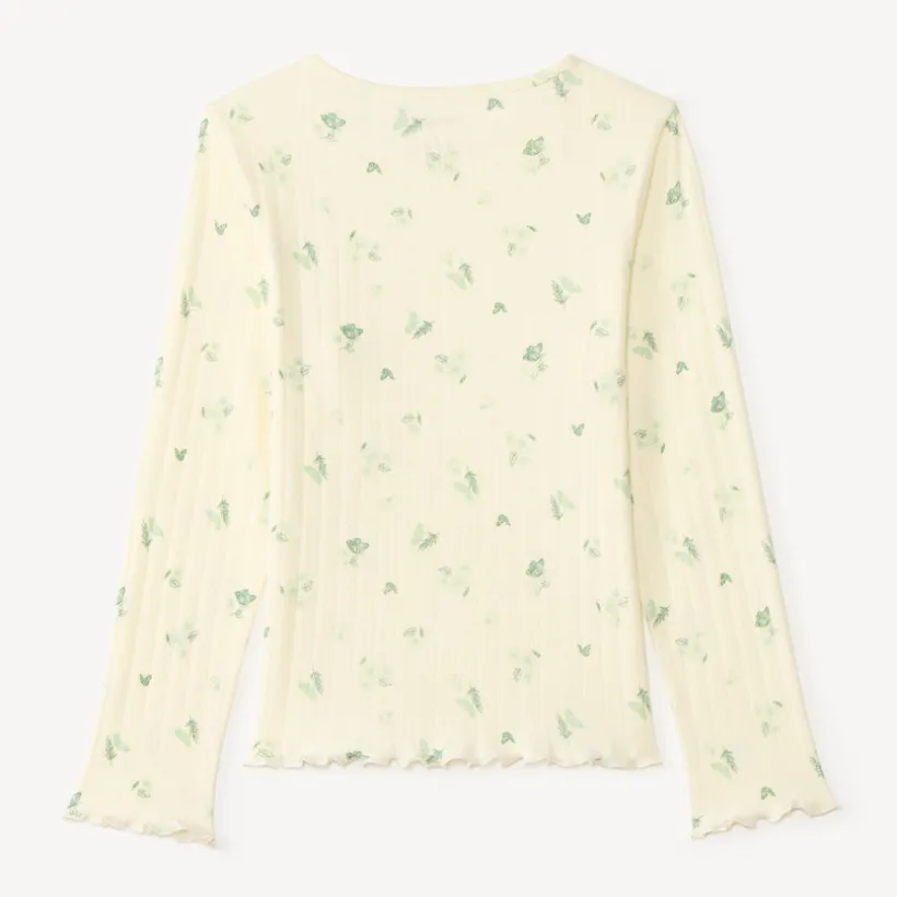 T-shirt met lange mouwen van pointelle met vlinderprint meisjes