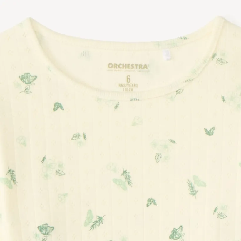 T-shirt met lange mouwen van pointelle met vlinderprint meisjes