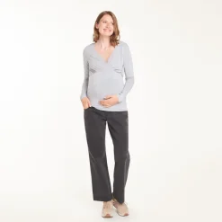 T-shirt met lange mouwen, V-hals voor borstvoeding en zwangerschap