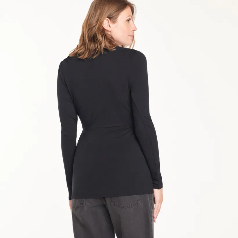 T-shirt met lange mouwen, V-hals voor borstvoeding en zwangerschap