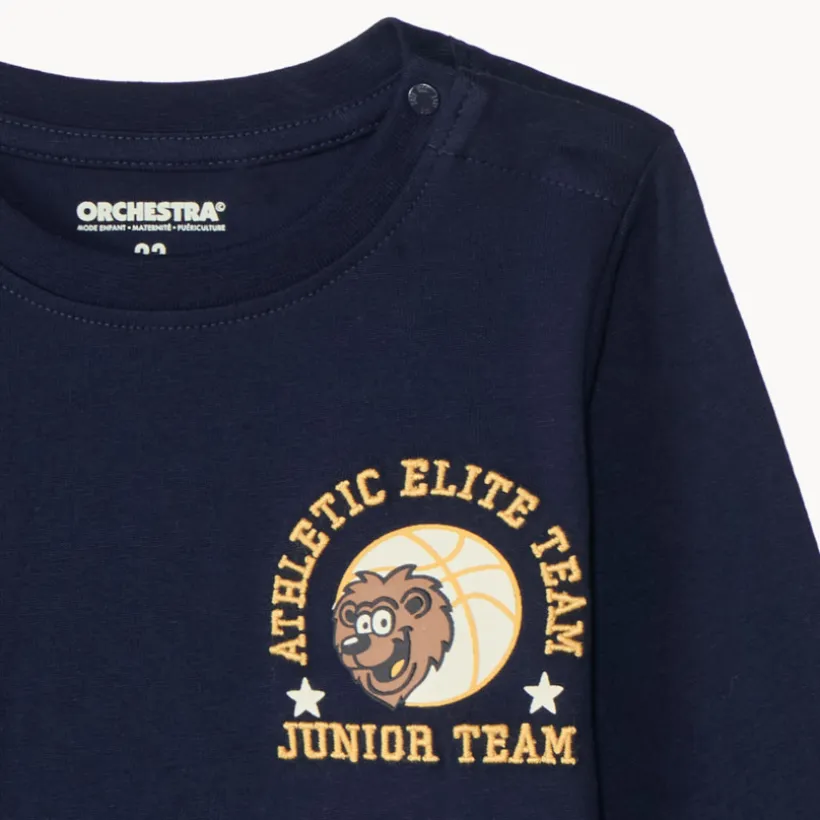 T-shirt met lange mouwen voor babyjongens met basketbalprint