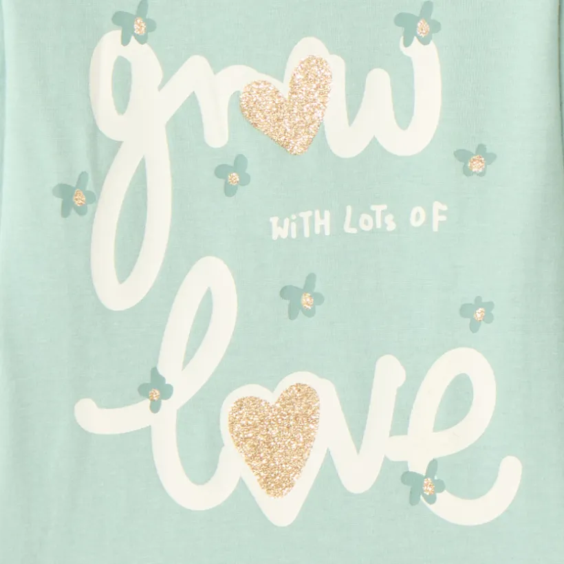 T-shirt met lange mouwen voor babymeisjes met glinsterende fantasiedruk.
