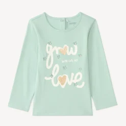 T-shirt met lange mouwen voor babymeisjes met glinsterende fantasiedruk.