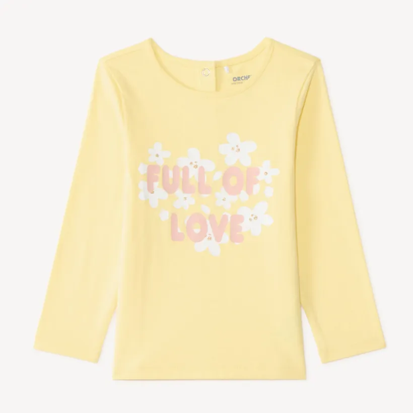 T-shirt met lange mouwen voor babymeisjes met glinsterende fantasiedruk.