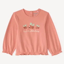 T-shirt met lange mouwen voor babymeisjes met geborduurde bessen.