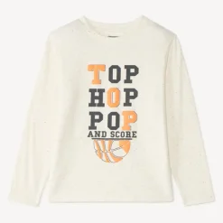 T-shirt met lange mouwen voor jongen met basketbalmotief