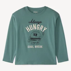 T-shirt met lange mouwen voor jongens, oversized, 3D geborduurde fantasie.