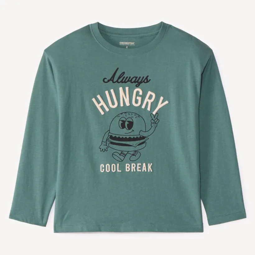 T-shirt met lange mouwen voor jongens, oversized, 3D geborduurde fantasie.
