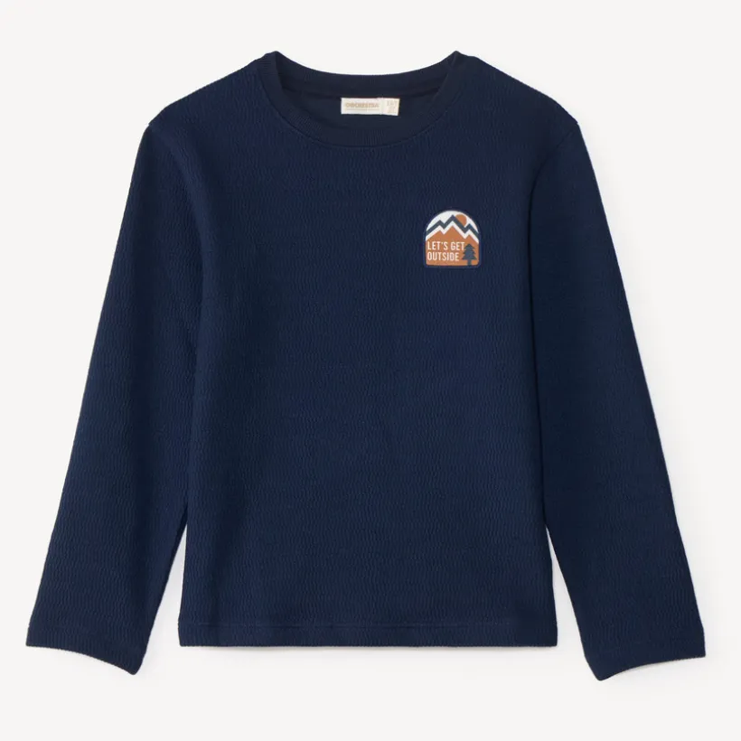 T-shirt met lange mouwen voor jongens met een fantasietextuur