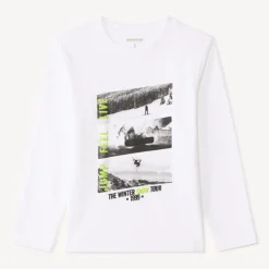 T-shirt met lange mouwen voor jongens met fotoprint snowboard