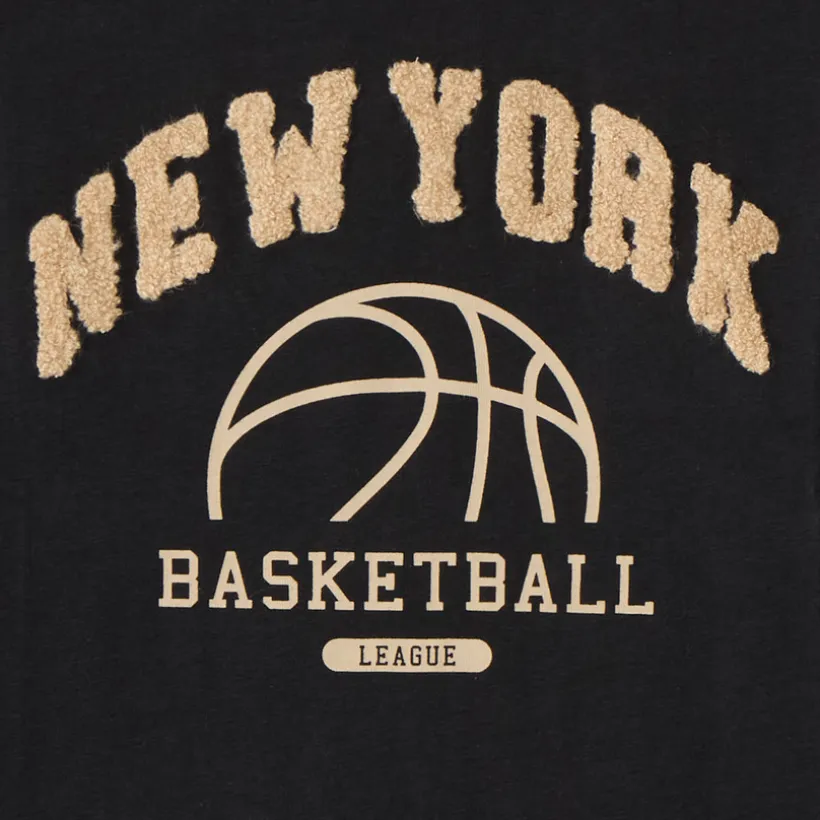 T-shirt met lange mouwen voor jongens met 'New York' bouclette patch