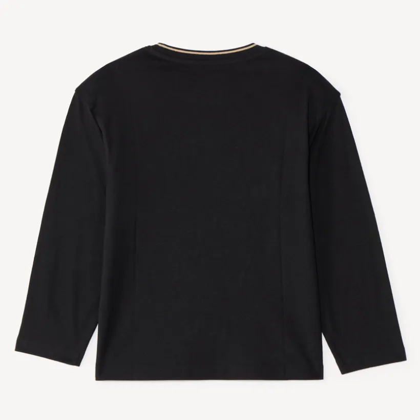 T-shirt met lange mouwen voor jongens met 'New York' bouclette patch