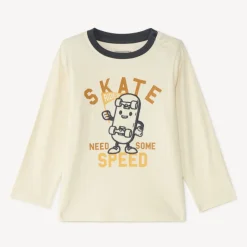 T-shirt met lange mouwen voor jongens met skateboardprint