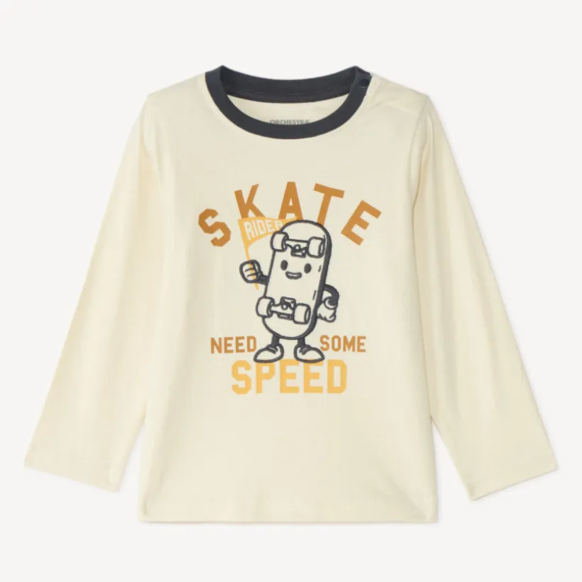 T-shirt met lange mouwen voor jongens met skateboardprint