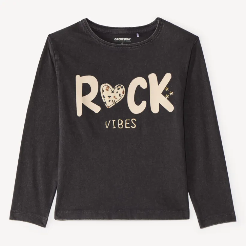 T-shirt met lange mouwen voor meisjes met opdruk "Rock Vibes