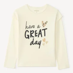 T-shirt met lange mouwen voor meisjes met print, boodschap en hartjes