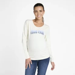 T-shirt met lange mouwen voor zwangerschap, print Love Club op voorzijde