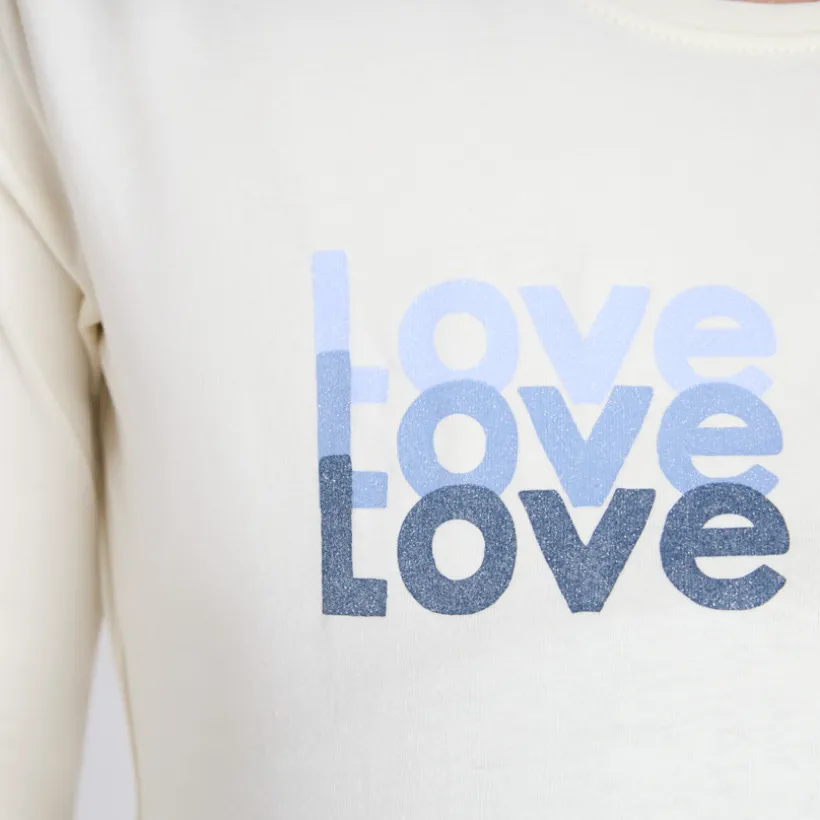 T-shirt met lange mouwen voor zwangerschap, print Love Club op voorzijde