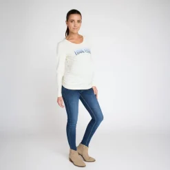 T-shirt met lange mouwen voor zwangerschap, print Love Club op voorzijde