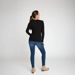 T-shirt met lange mouwen voor zwangerschap in geribbelde stof, effen kleur