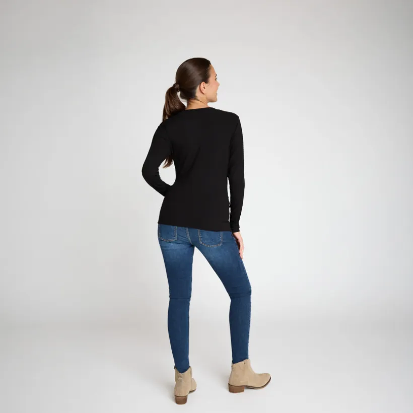 T-shirt met lange mouwen voor zwangerschap in geribbelde stof, effen kleur
