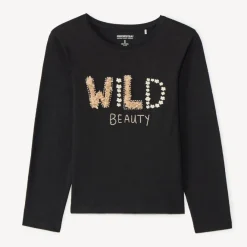 T-shirt met lange mouwen zwart fantasie meisjes