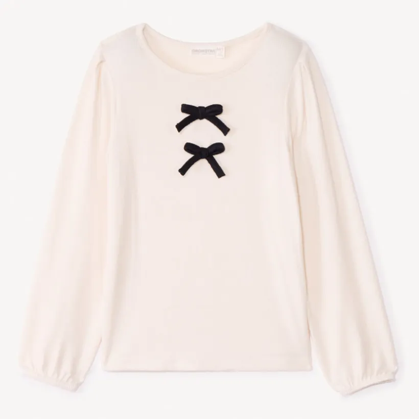 T-shirt met lange pofmouwen en knoopjes meisjes