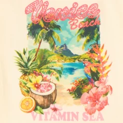 T-shirt met off-shoulder en print Venice Beach meisjes