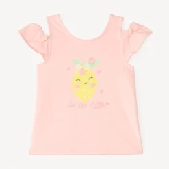T-shirt met spaghettibandjes met citroenenprint voor meisje