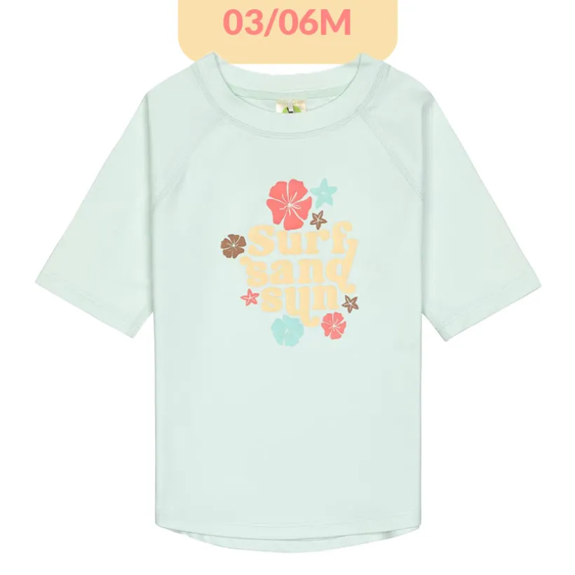 T-shirt Rashguard UV50+ 3-6M Flowers Sea Foam