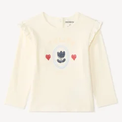 T-shirt voor baby met lange mouwen, volants en tulpenprint