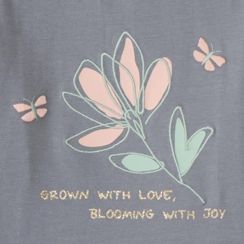 T-shirt voor baby's met lange mouwen, volantjes en bloemenprint