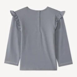 T-shirt voor baby's met lange mouwen, volantjes en bloemenprint