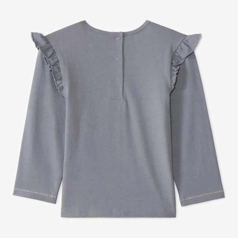 T-shirt voor baby's met lange mouwen, volantjes en bloemenprint