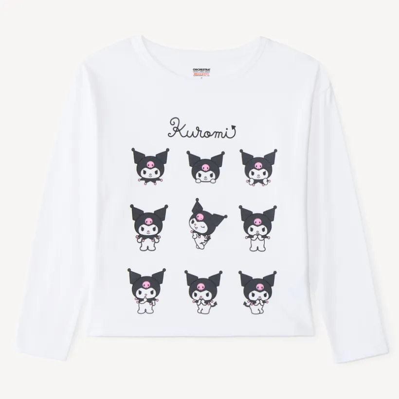 T-shirt voor meisjes met lange mouwen en Kuromi-print
