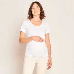 T-shirt voor zwangerschap met korte mouwen effen