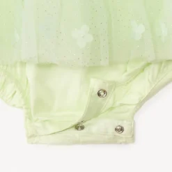 Tulle jurk met 3D bloemen + tule haarband met strik voor babymeisje