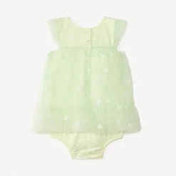 Tulle jurk met 3D bloemen + tule haarband met strik voor babymeisje