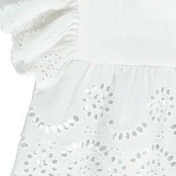 Tuniek in viscose voile met pofmouwen en Engels borduursel meisjes
