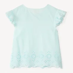 Tuniek met korte mouwen in effen fantasiedoek meisjes