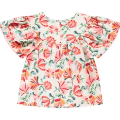 Tuniek met korte uitlopende mouwen en bloemenprint meisjes