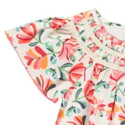 Tuniek met korte uitlopende mouwen en bloemenprint meisjes