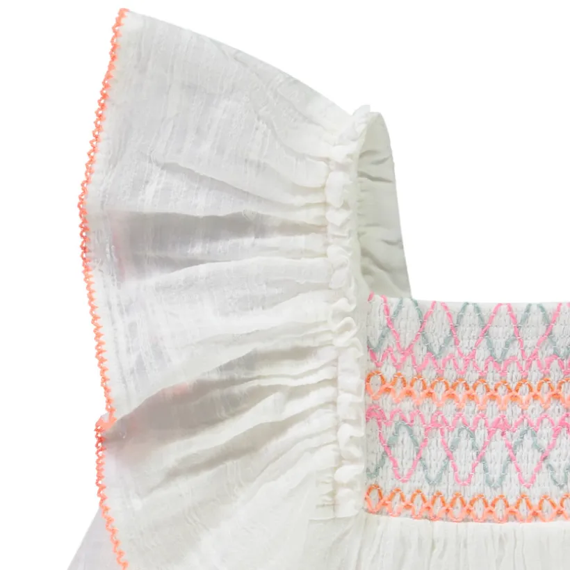 Tuniek met korte volants mouwen en smock-effect meisjes