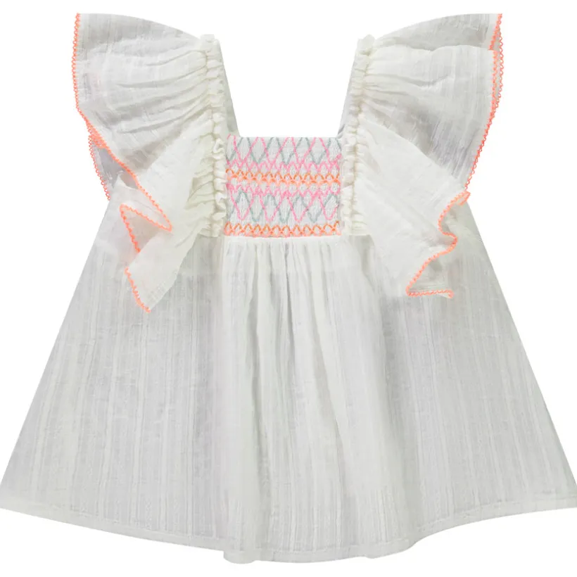 Tuniek met korte volants mouwen en smock-effect meisjes