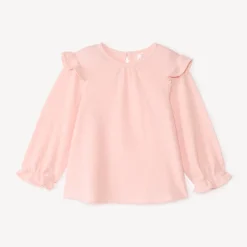 Tuniek met lange mouwen, effen kleur en ruches meisjes