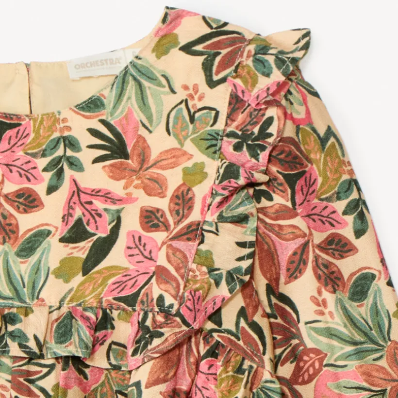 Tuniek met lange mouwen en bloemenprint meisjes